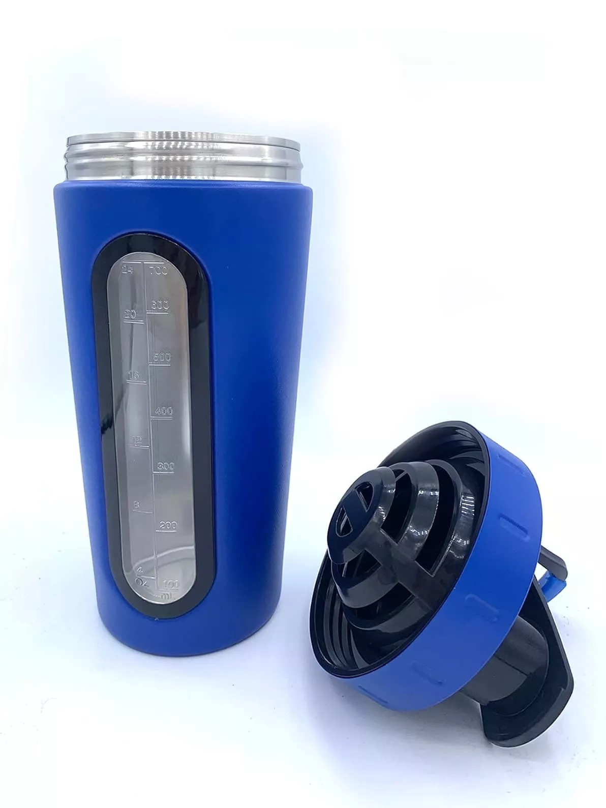 FitRule Шейкер алюминиевый с прозрачной вставкой 700ml (Синий)