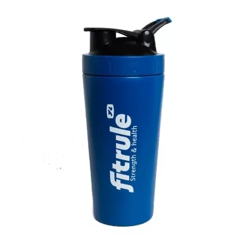 FitRule Шейкер алюминиевый с прозрачной вставкой 700ml (Синий)