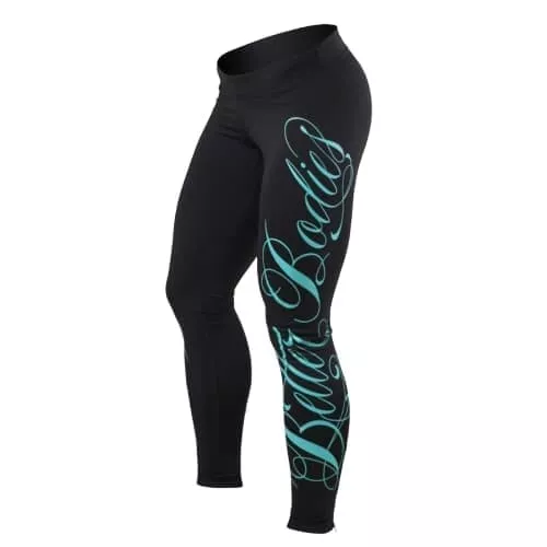 Лосины Better Bodies Womens logo tights, черные с голубым