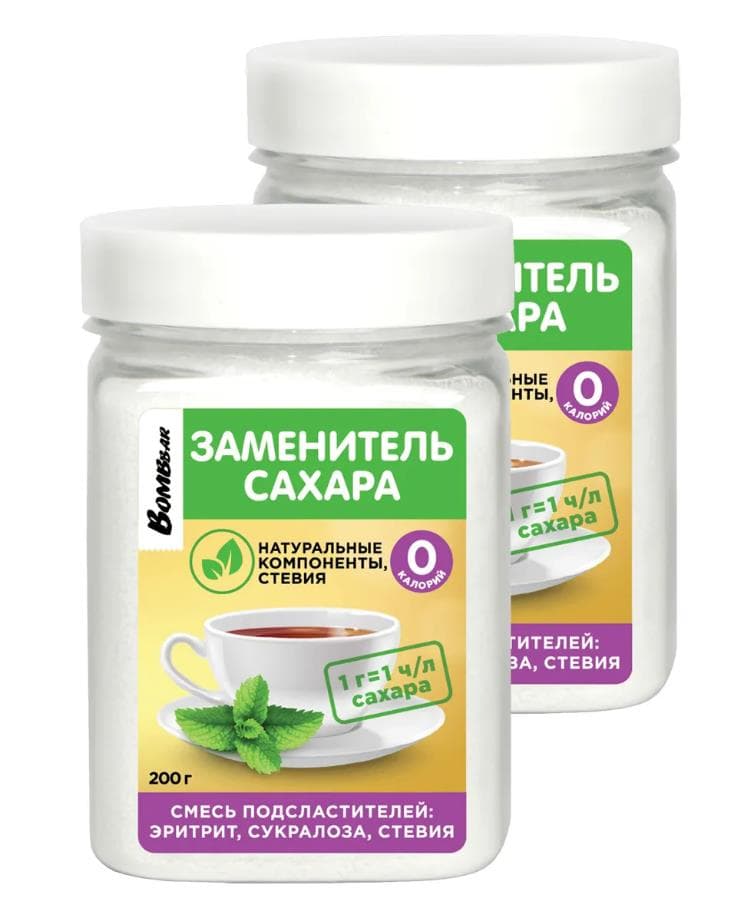 BOMBBAR Заменитель Сахара Эритрит, Сукралоза, Стевия 200g